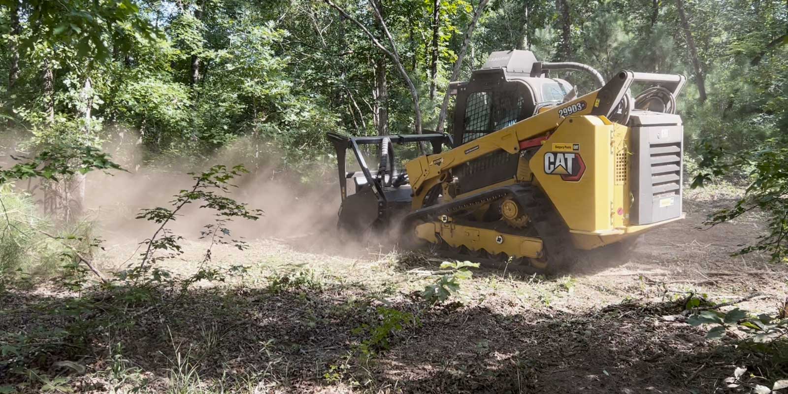 Clearing Heavy Brush With the Help of Caterpillar Machine